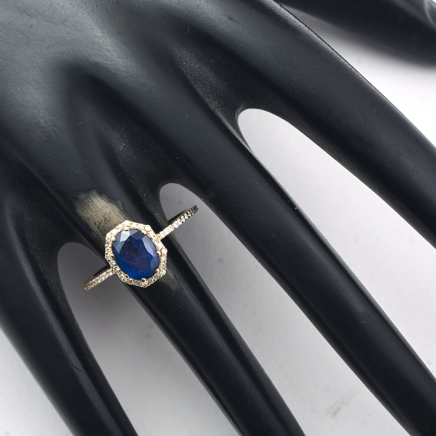 1.80 Ct Oval Mixed Cut Natural Sapphire 14K Gold Ring