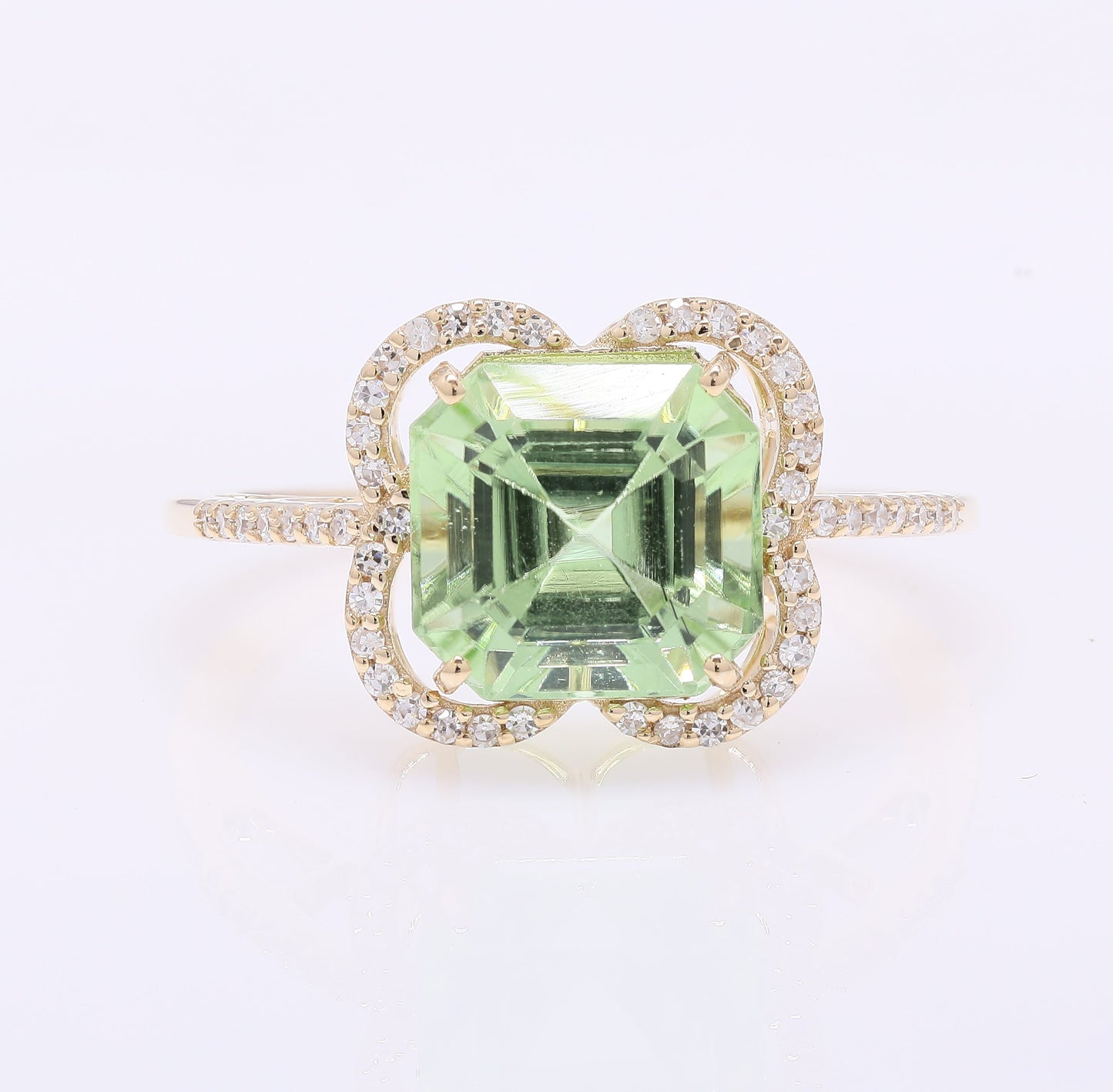 3.77 Ct Octagon Step Cut Natural Peridot 14K Gold Ring