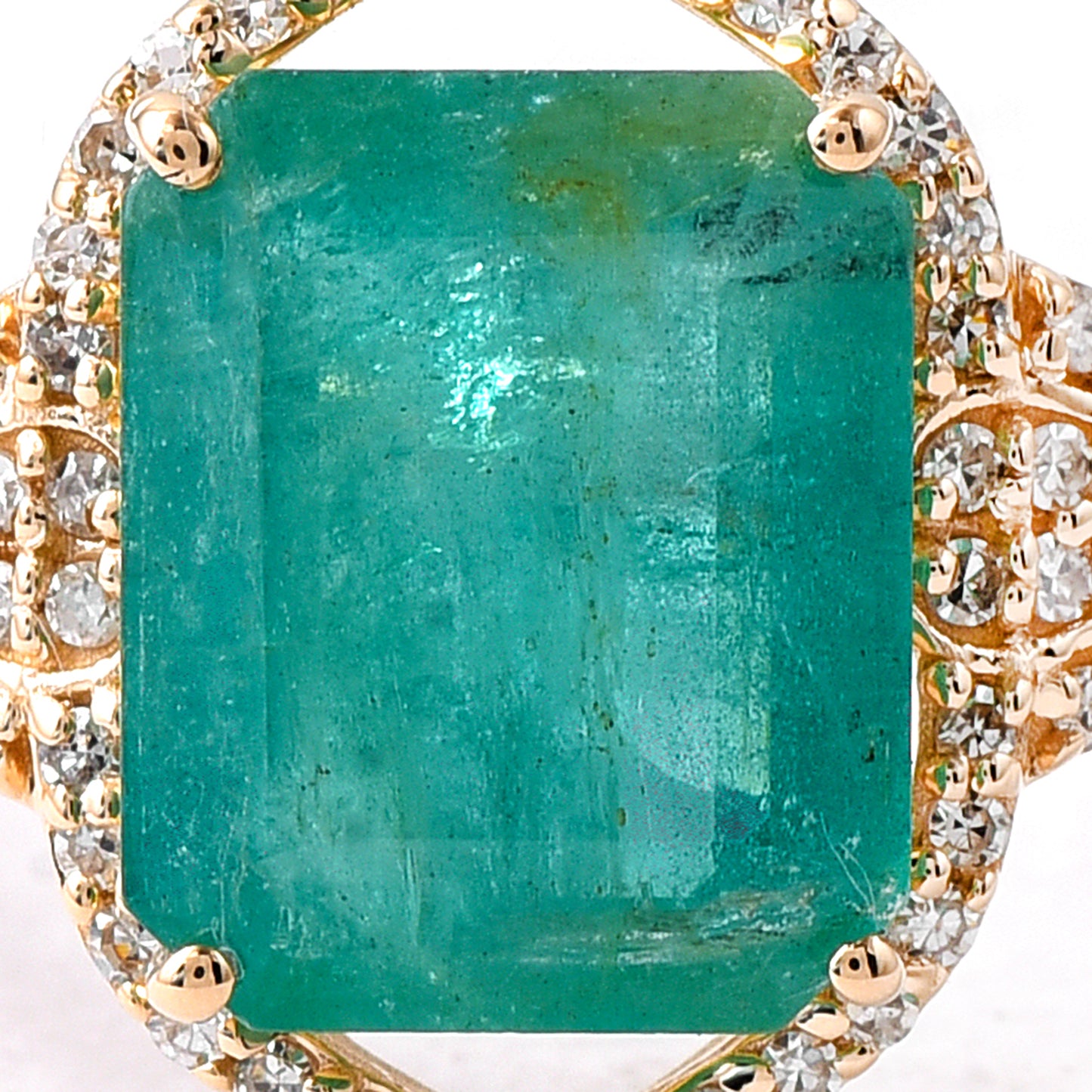 3.19 Ct Octagon Step Cut Natural Emerald 14K Gold Ring