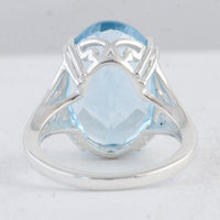 14.82 Ct Oval Swiss Blue Topaz 925 Sterling Silver Ring