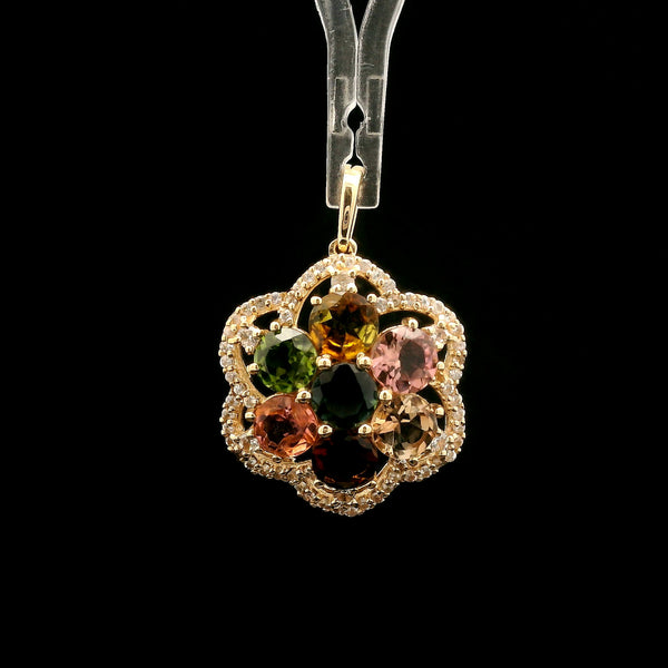 2.42 Ct Round Tourmaline 14K Gold Pendant