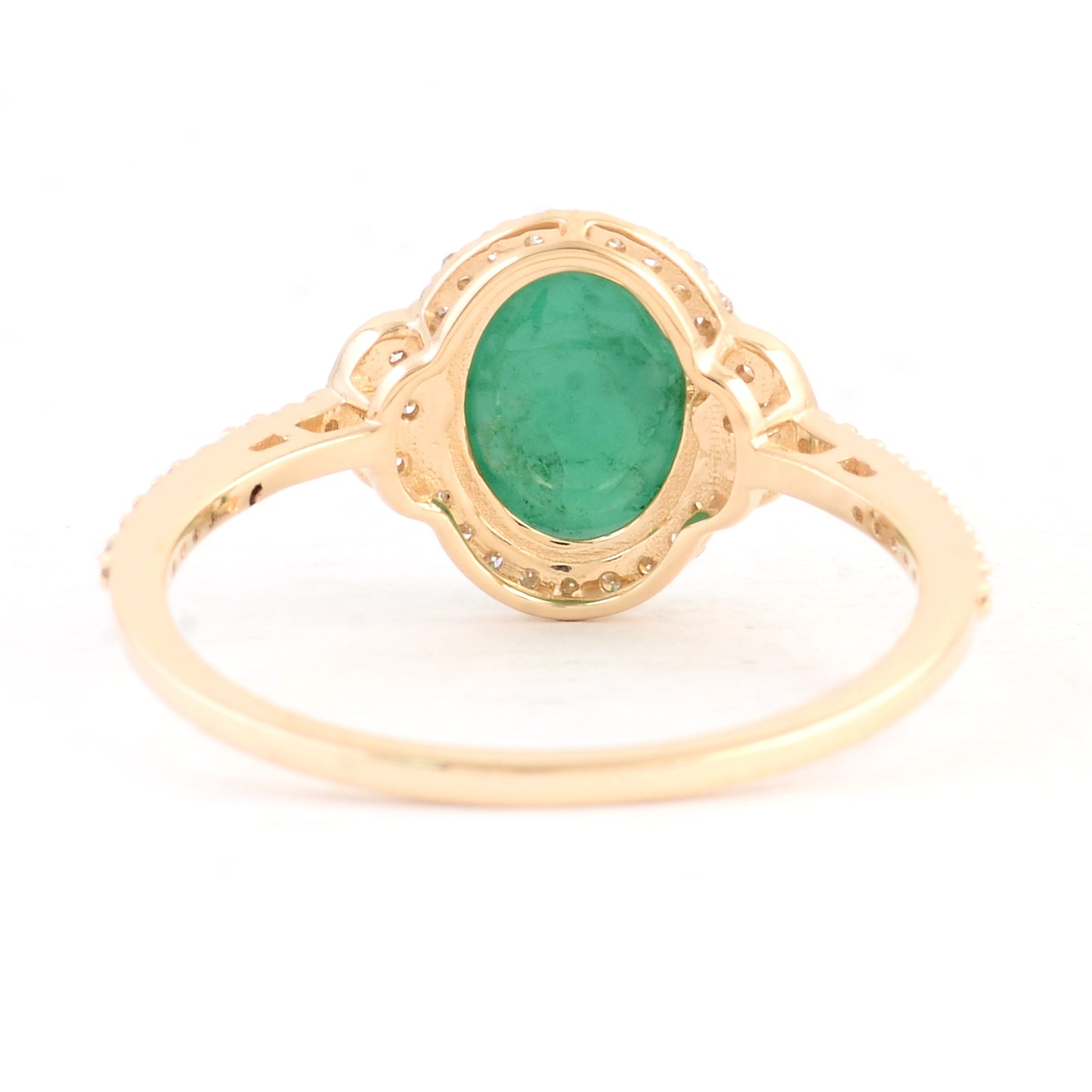1.62 Ct Oval Cabochon Natural Beryl Emerald 14K Gold Ring