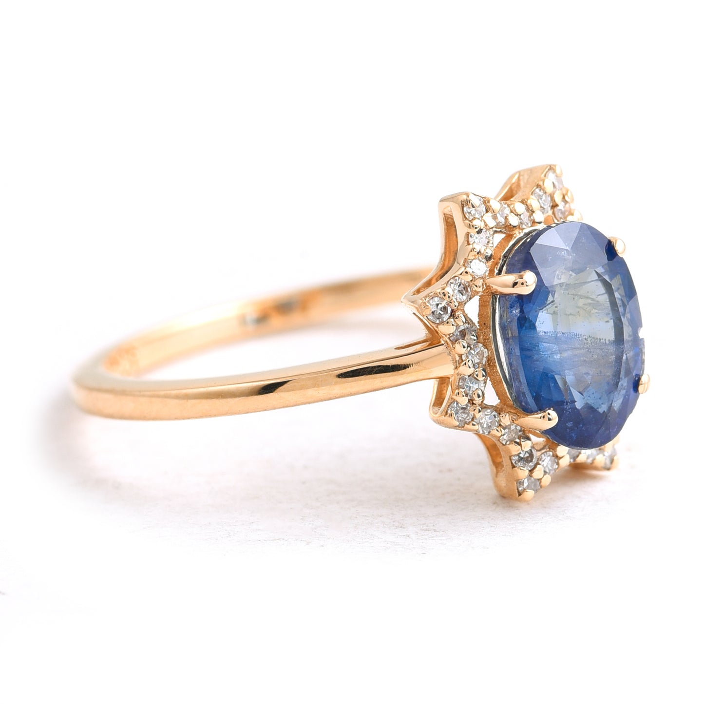 1.78 Ct Oval Mixed Cut Natural Sapphire 14K Gold Ring