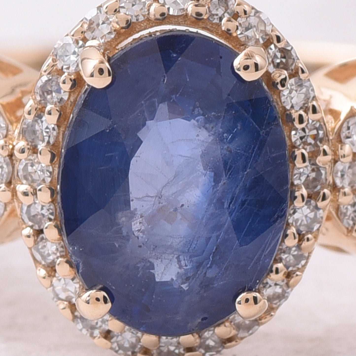 1.75 Ct Oval Mixed Cut Natural Sapphire 14K Gold Ring