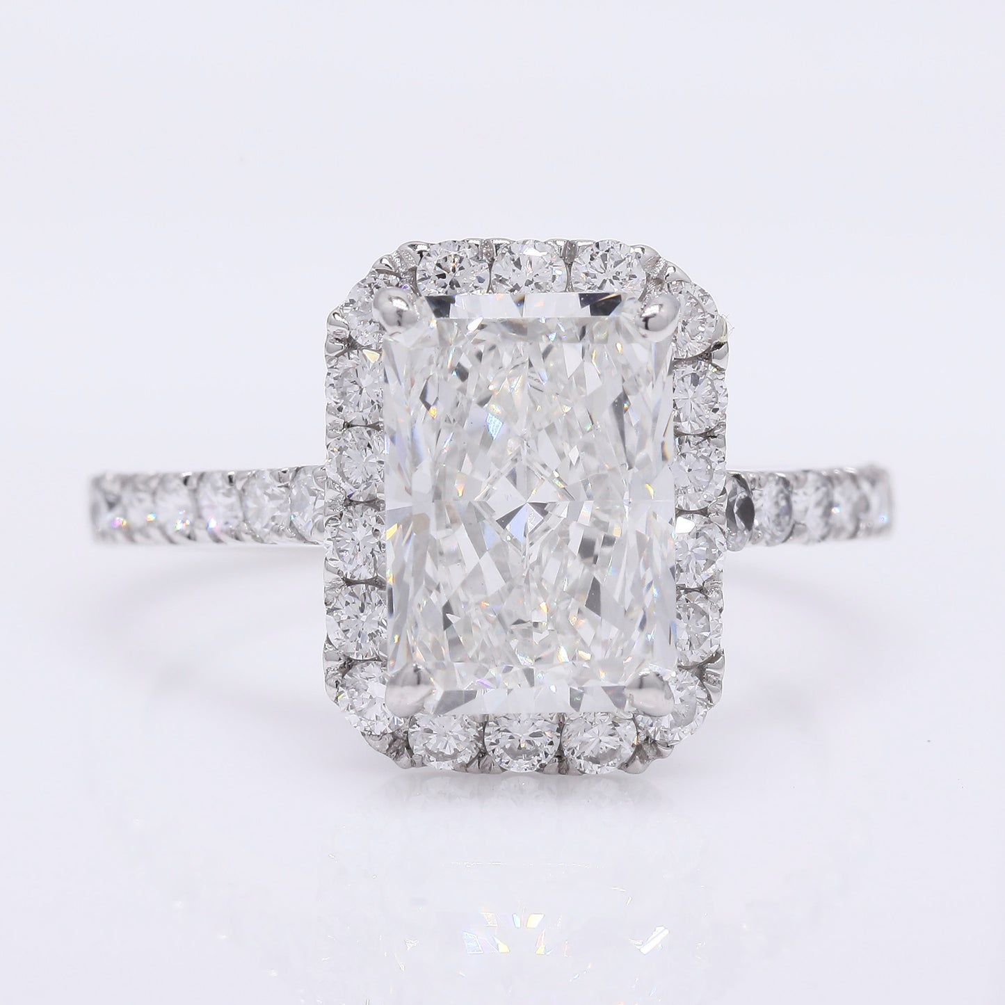 3.62 Ct Cut Cornered Rectangular Modified Brilliant Lab Grown Diamond 950 Platinum Ring