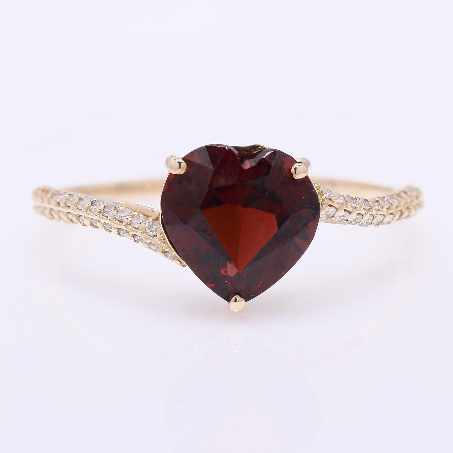 2.12 Ct Heart Mixed Cut Natural Garnet 14K Gold Ring