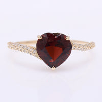 2.12 Ct Heart Mixed Cut Natural Garnet 14K Gold Ring