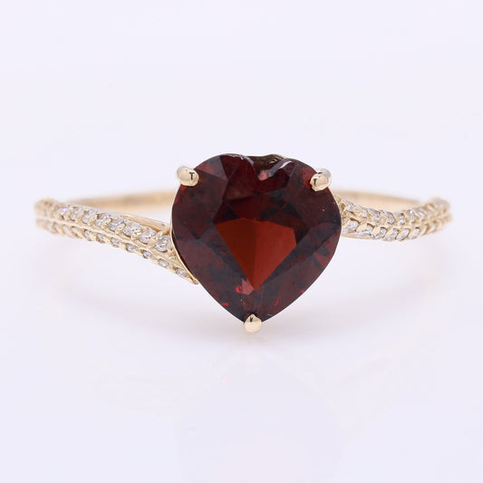 2.12 Ct Heart Mixed Cut Natural Garnet 14K Gold Ring