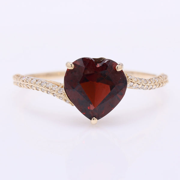 2.12 Ct Heart Mixed Cut Natural Garnet 14K Gold Ring