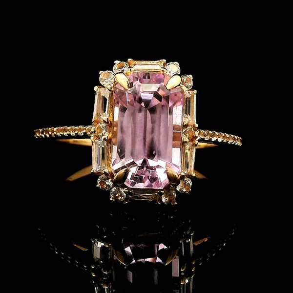 4.30 Ct Octagon Kunzite 14K Gold Ring