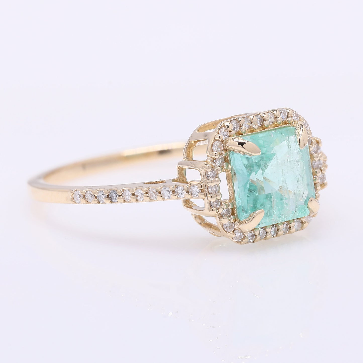 1.35 Ct Octagon Step Cut Natural Emerald 14K Gold Ring