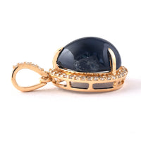 5.25 Ct Pear Cabochon Natural Sapphire 14K Gold Pendant