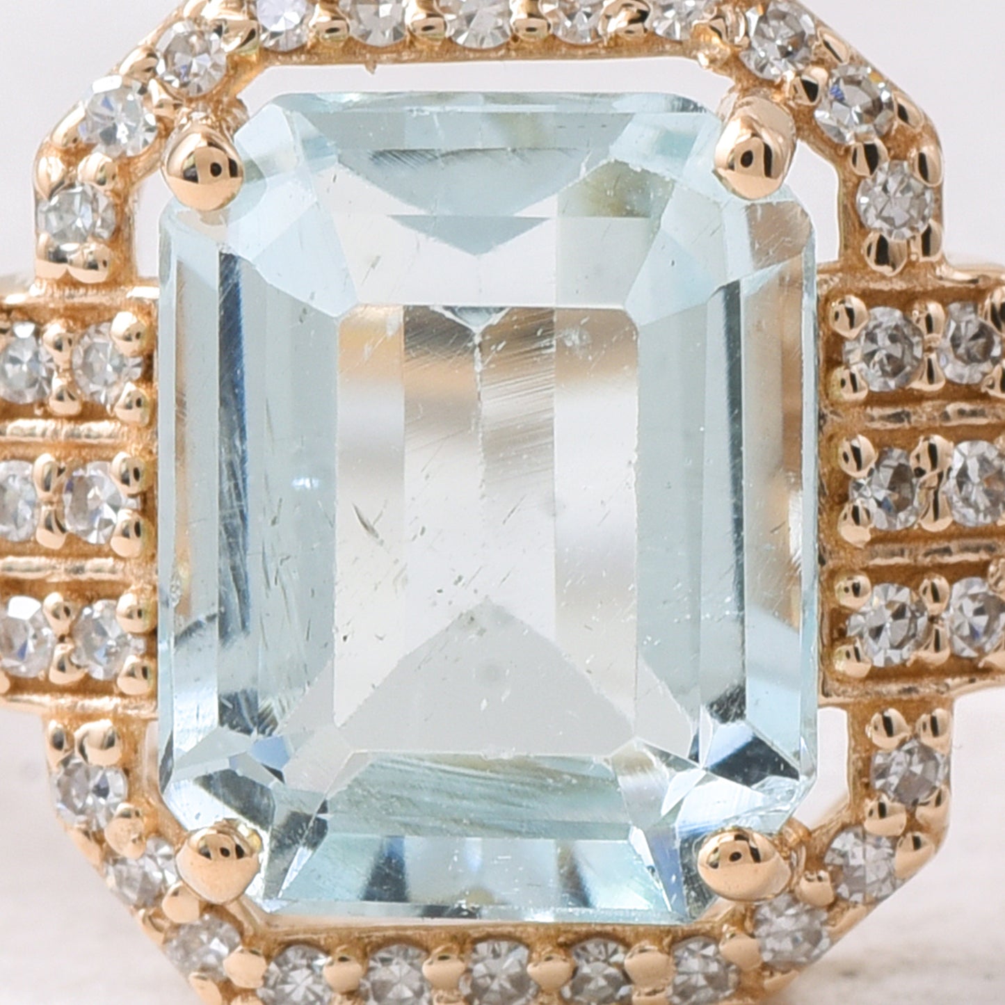2.23 Ct Octagon Step Cut Natural Aquamarine 14K Gold Ring