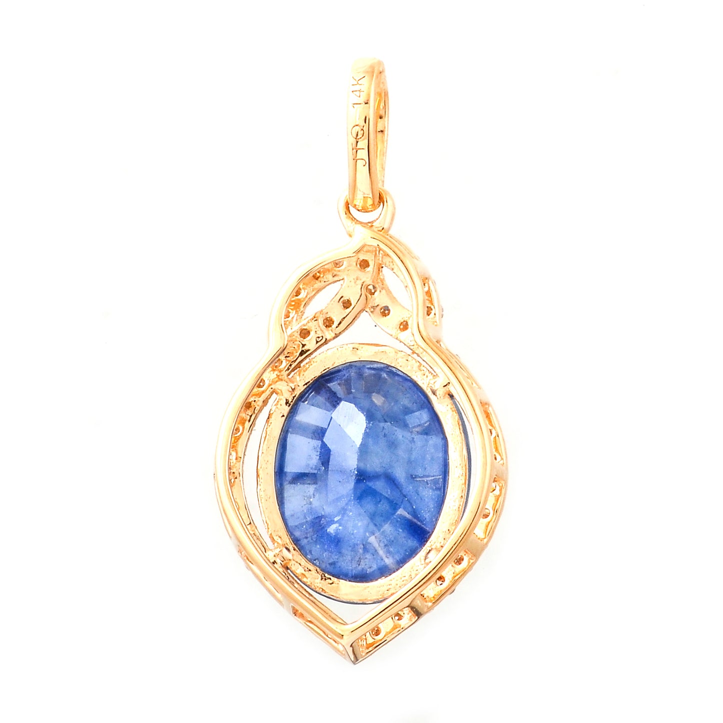 3.51 Ct Oval Mixed Cut Natural Sapphire 14K Gold Pendant