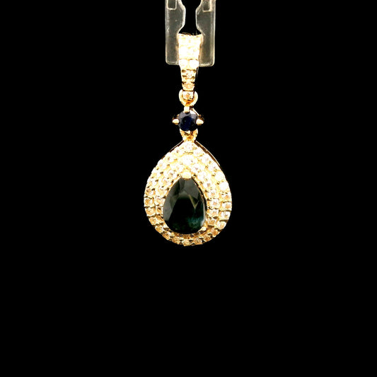 0.89 Ct Pear Sapphire 14K Gold Pendant