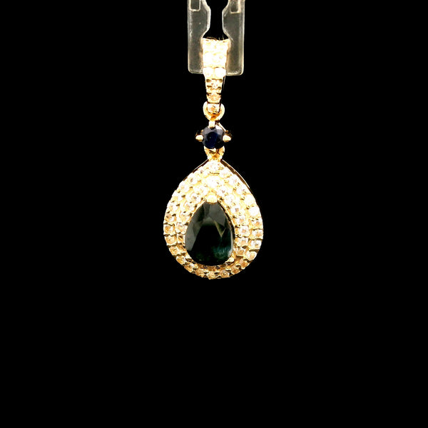 0.89 Ct Pear Sapphire 14K Gold Pendant