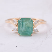 2.26 Ct Octagon Step Cut Natural Emerald 14K Gold Ring