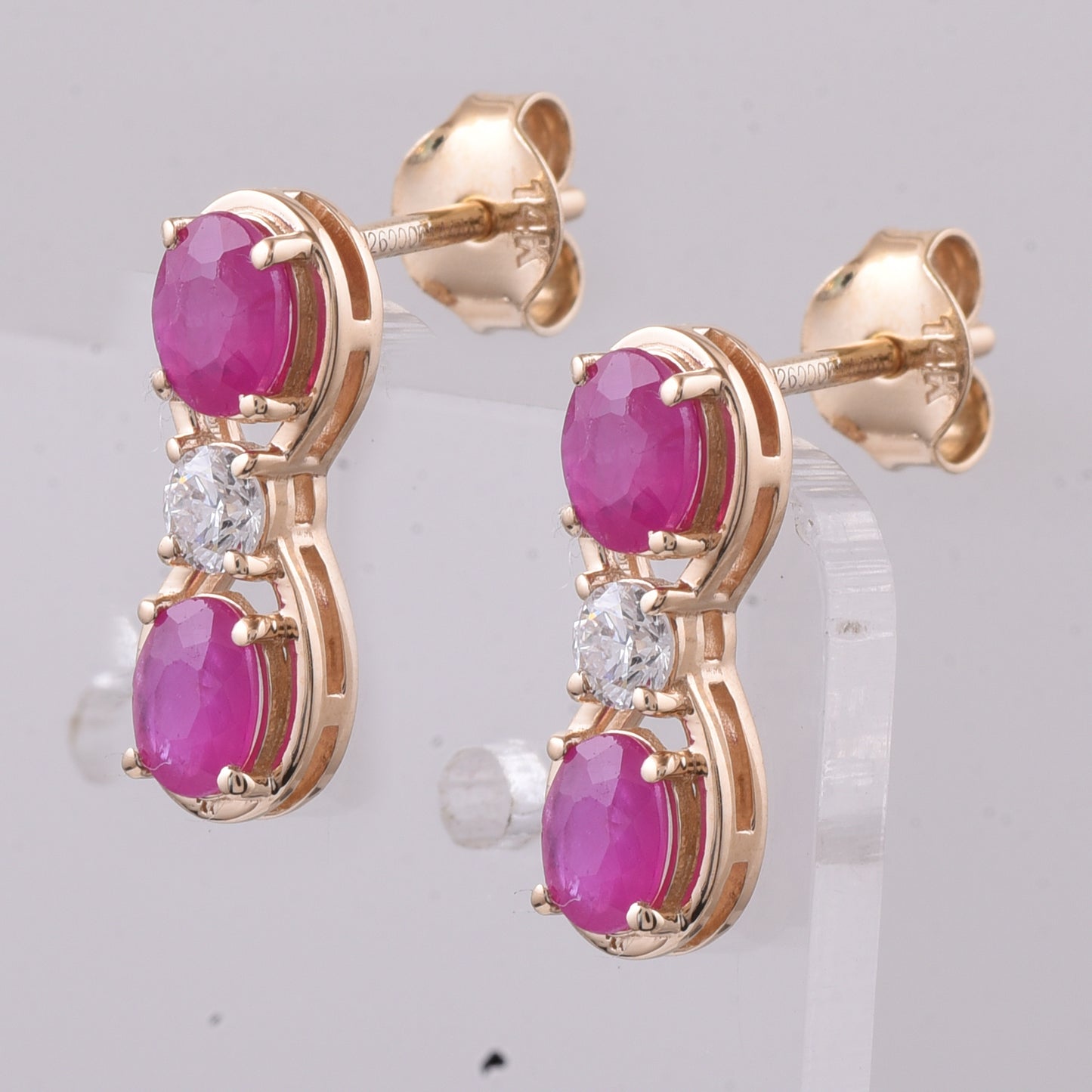 1.33 Ct Oval Cabochon Cut Natural Ruby 14K Gold Earrings