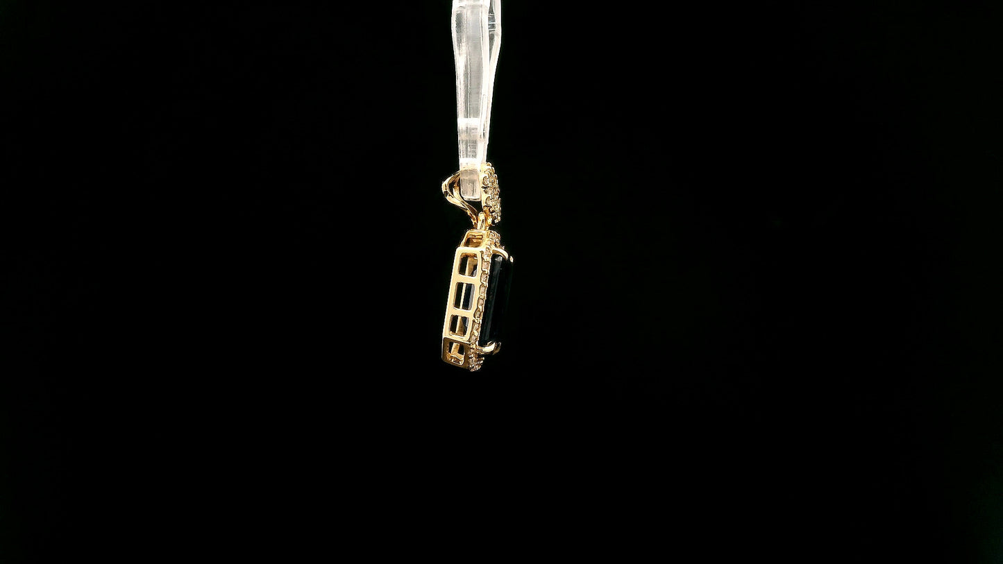3.29 Ct Octagon Natural Sapphire 14K Gold Pendant
