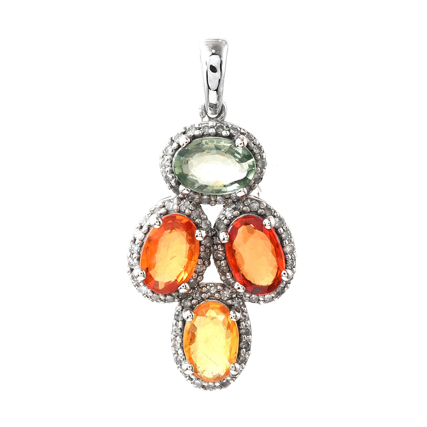2.67 Ct Oval Multi Sapphire 950 Platinum Pendant