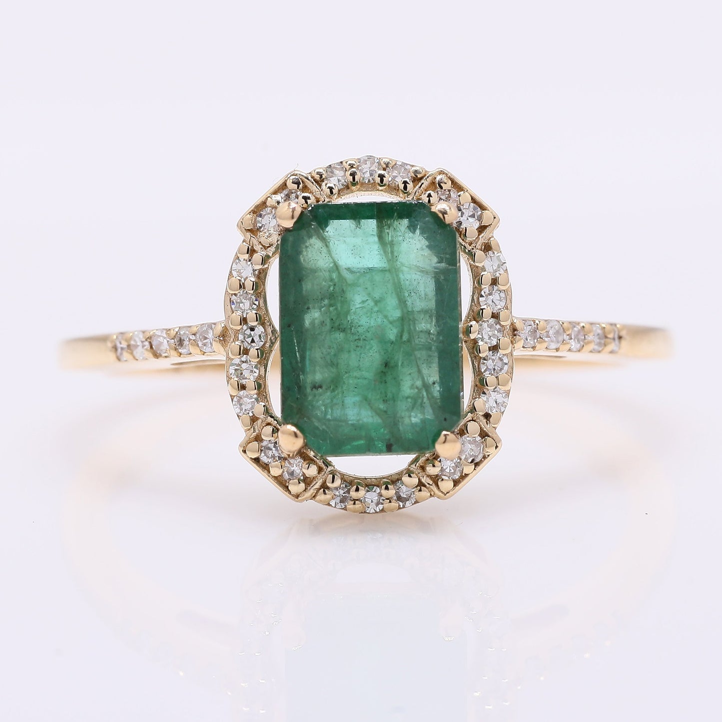 1.87 Ct Octagon Step Cut Natural Emerald 14K Gold Ring