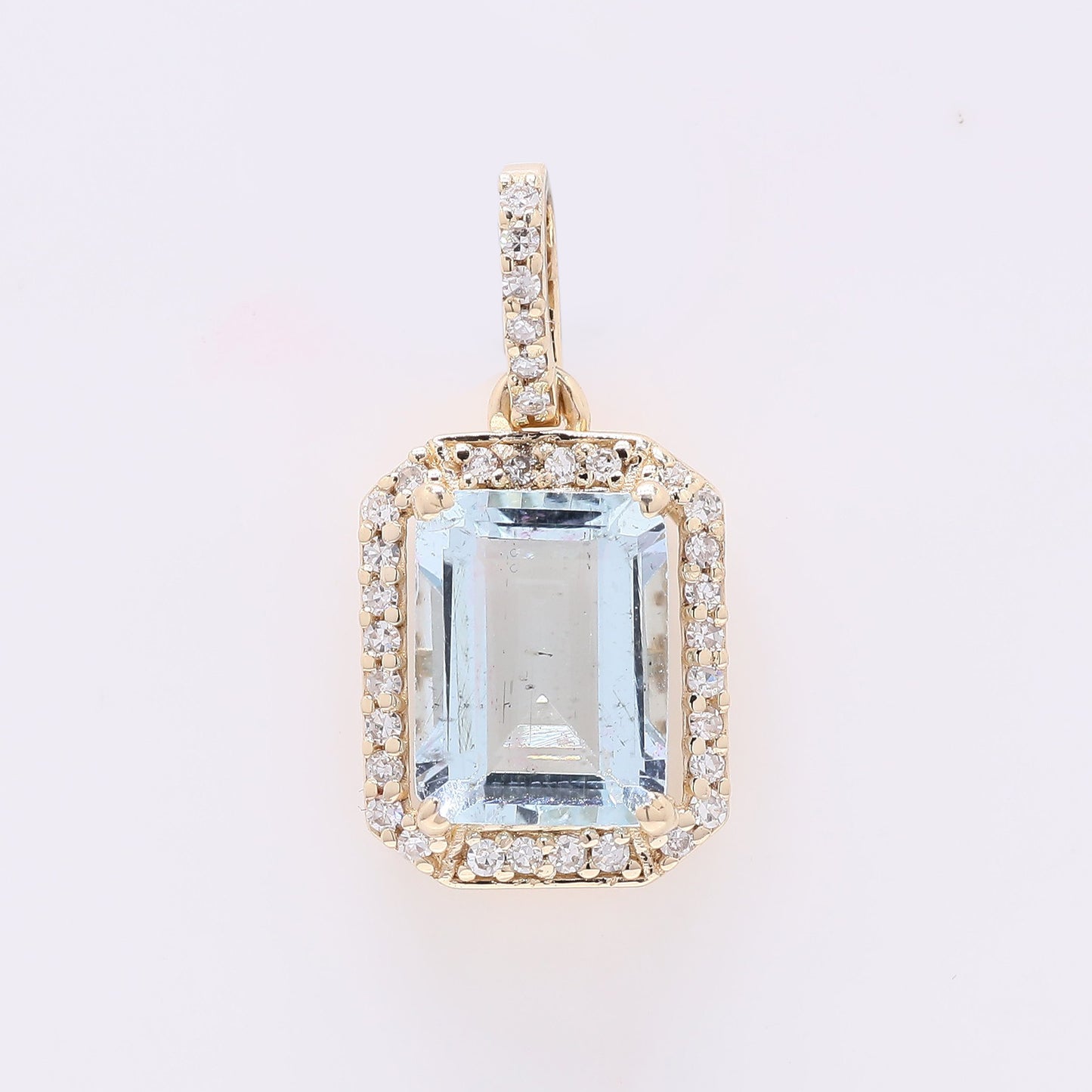 1.44 Ct Octagon Step Cut Natural Aquamarine 14K Gold Pendant