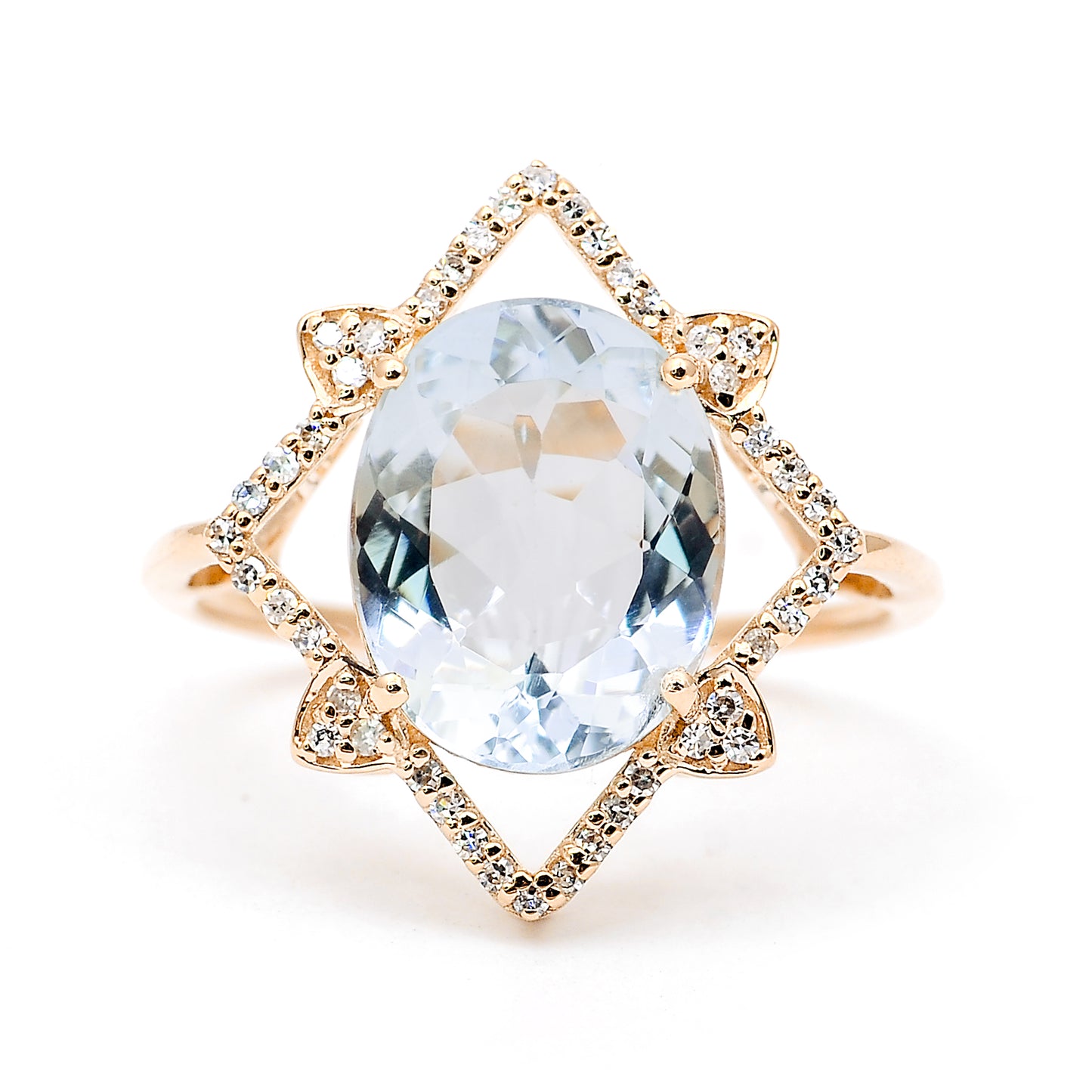3.13 Ct Oval Natural Aquamarine 14K Gold Ring