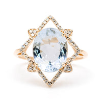 3.13 Ct Oval Natural Aquamarine 14K Gold Ring
