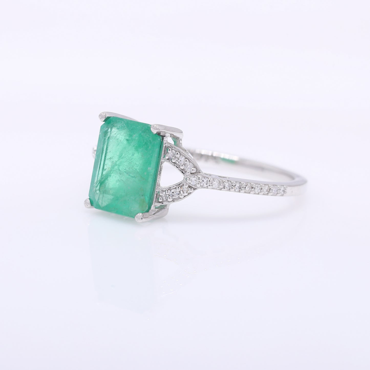 2.24 Ct Octagon Step Cut Natural Emerald 950 Platinum Ring