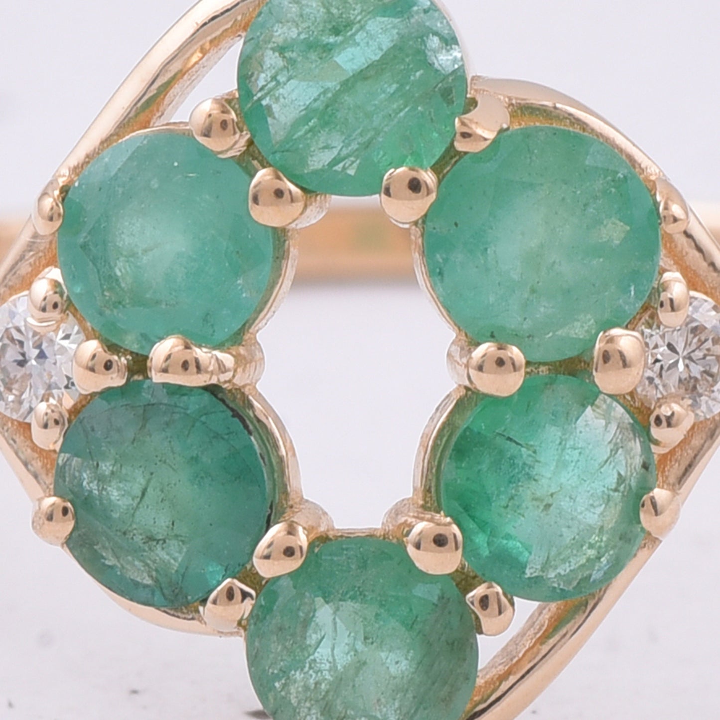 0.66 Ct Round Natural Emerald 14K Gold Ring