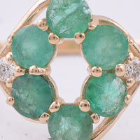 0.66 Ct Round Natural Emerald 14K Gold Ring