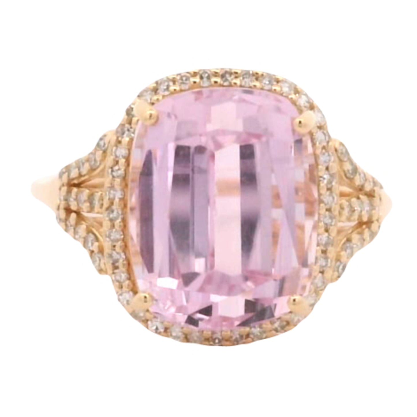 7.36 Ct Cushion Kunzite 14K Gold Ring