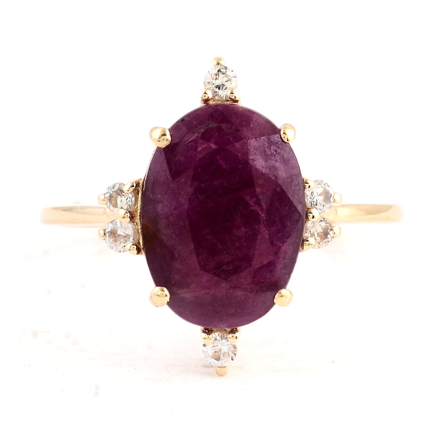 3.49 Ct Oval Ruby 14K Gold Ring