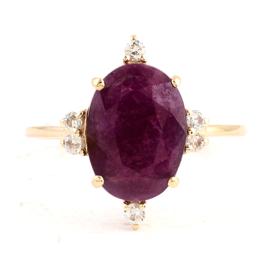 3.49 Ct Oval Ruby 14K Gold Ring