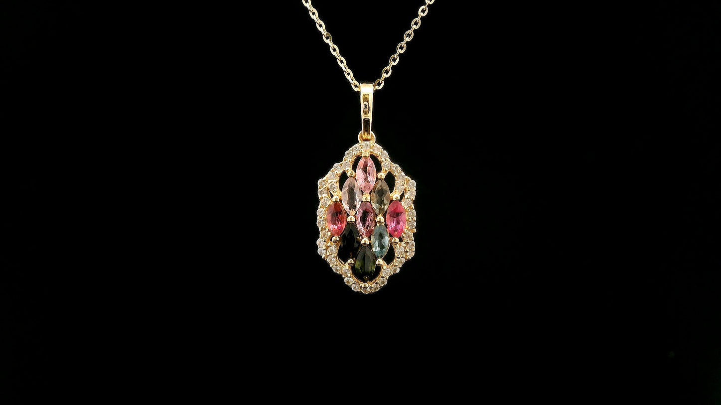 0.79 Ct Marquise Tourmaline 14K Gold Pendant