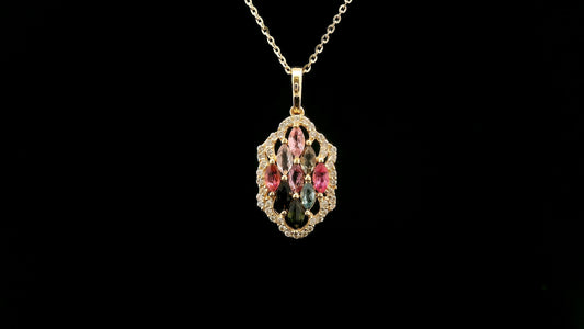 0.79 Ct Marquise Tourmaline 14K Gold Pendant