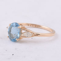 1.26 Ct Oval Natural Aquamarine 14K Gold Ring