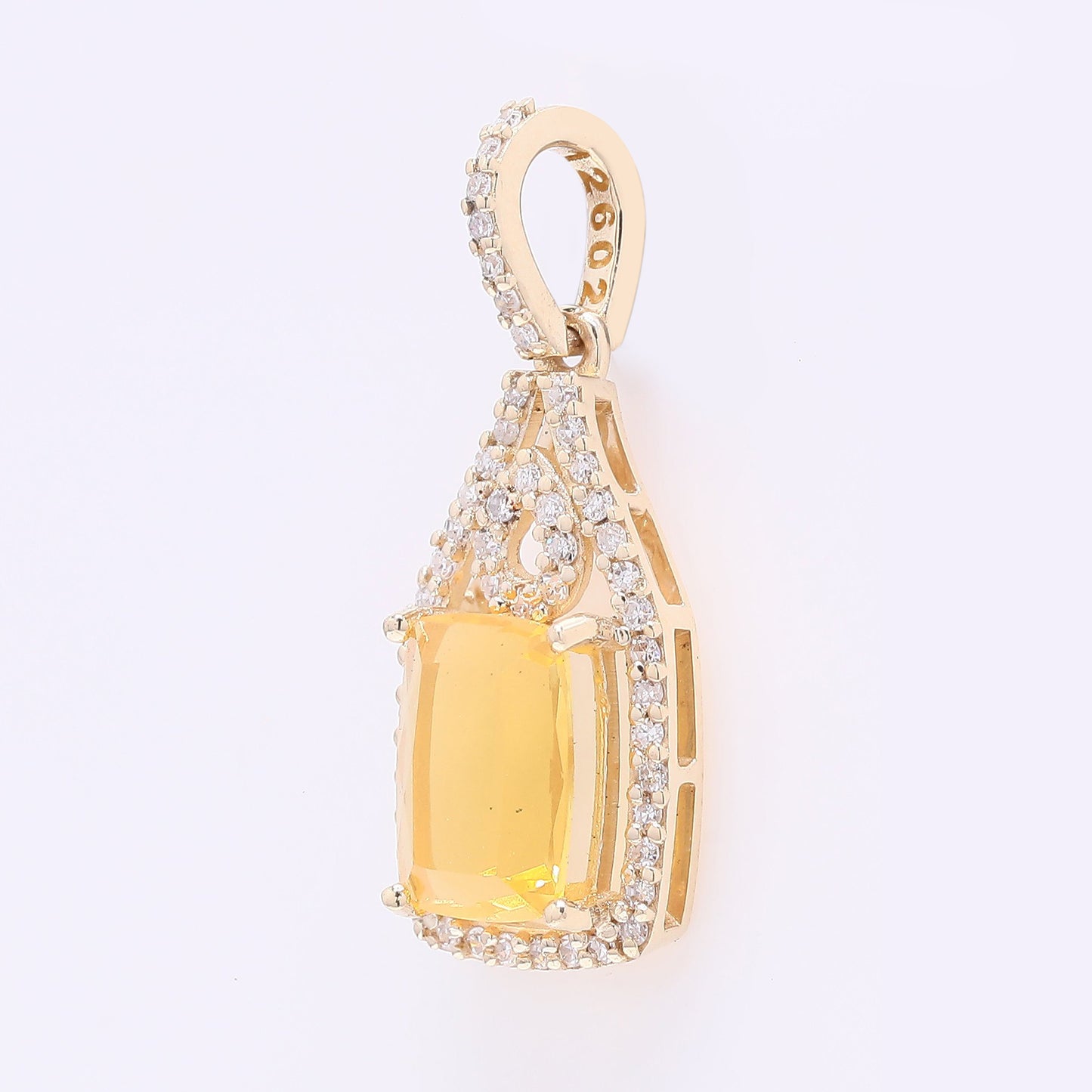 1.14 Ct Cushion Mixed Cut Natural Fire Opal 14K Gold Pendant