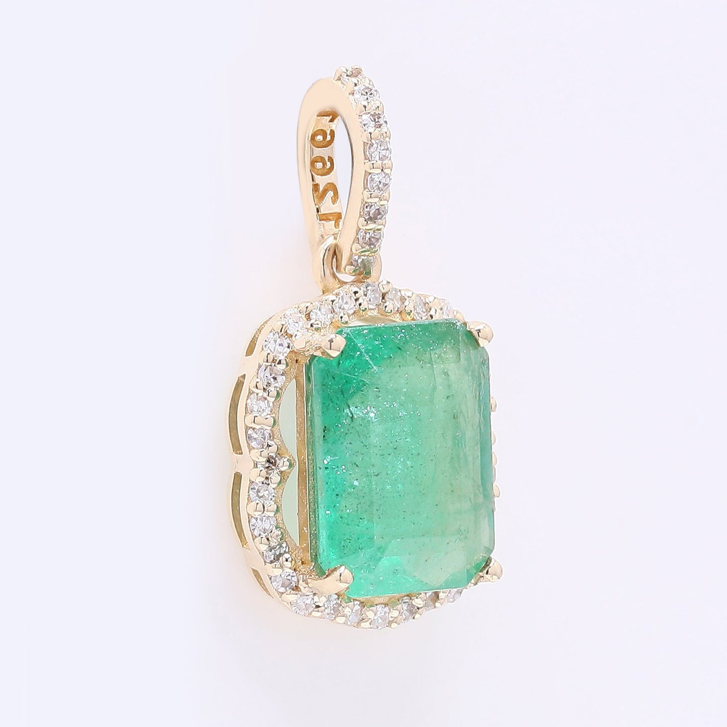 1.87 Ct Octagon Step Cut Natural Emerald 14K Gold Pendant