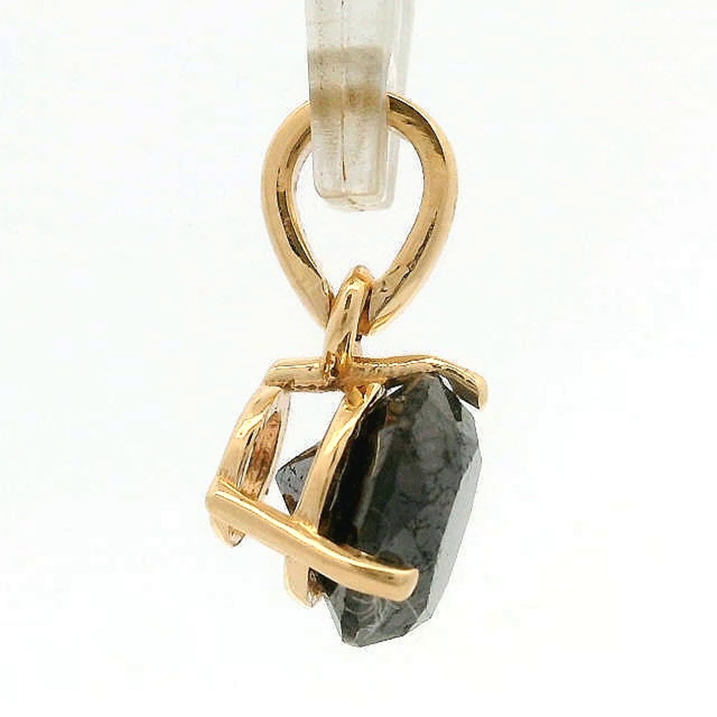 1.23 Ct Round Black Diamond 14K Gold Pendant