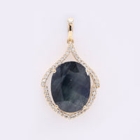 7.88 Ct Oval Mixed Cut Natural Sapphire 14K Gold Pendant