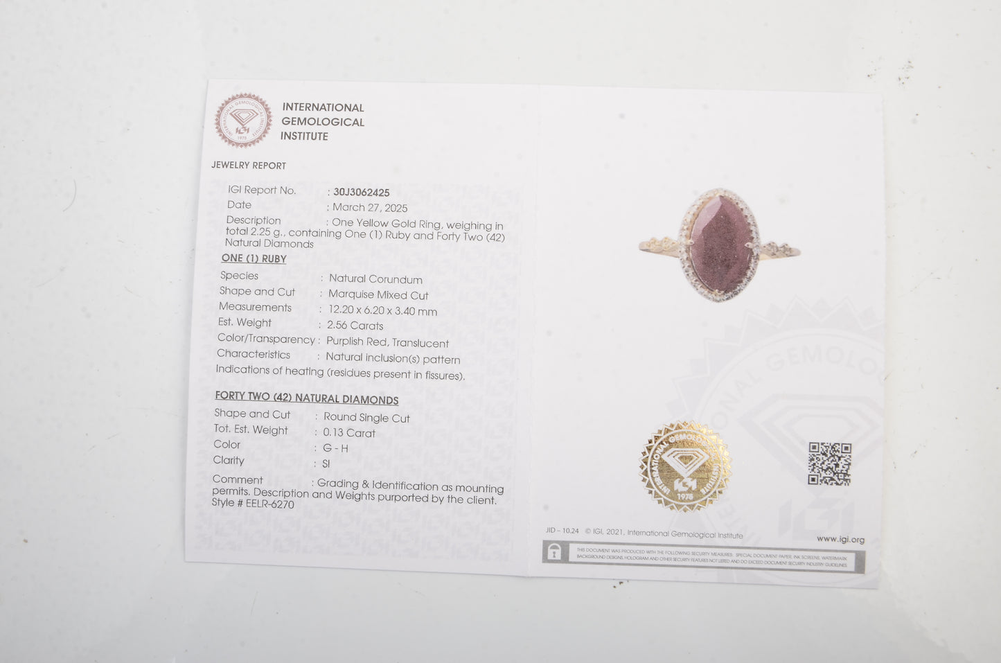 2.69 Ct Natural Codundum Ruby 14K Gold Ring