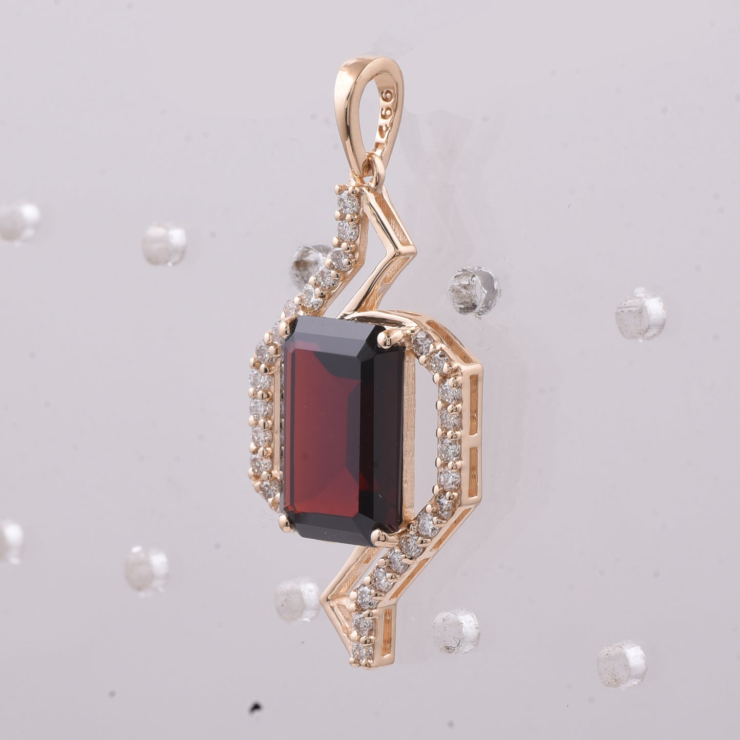 4.44 Ct Octagon Step Cut Natural Garnet 14K Gold Pendant