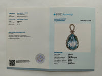 5.31 Ct Pear Mixed Cut Natural Aquamarine 14K Gold Pendant