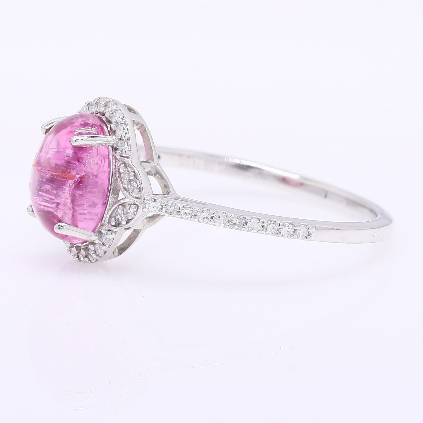 1.83 Ct Oval Cabochon Cut Natural Tourmaline 950 Platinum Ring