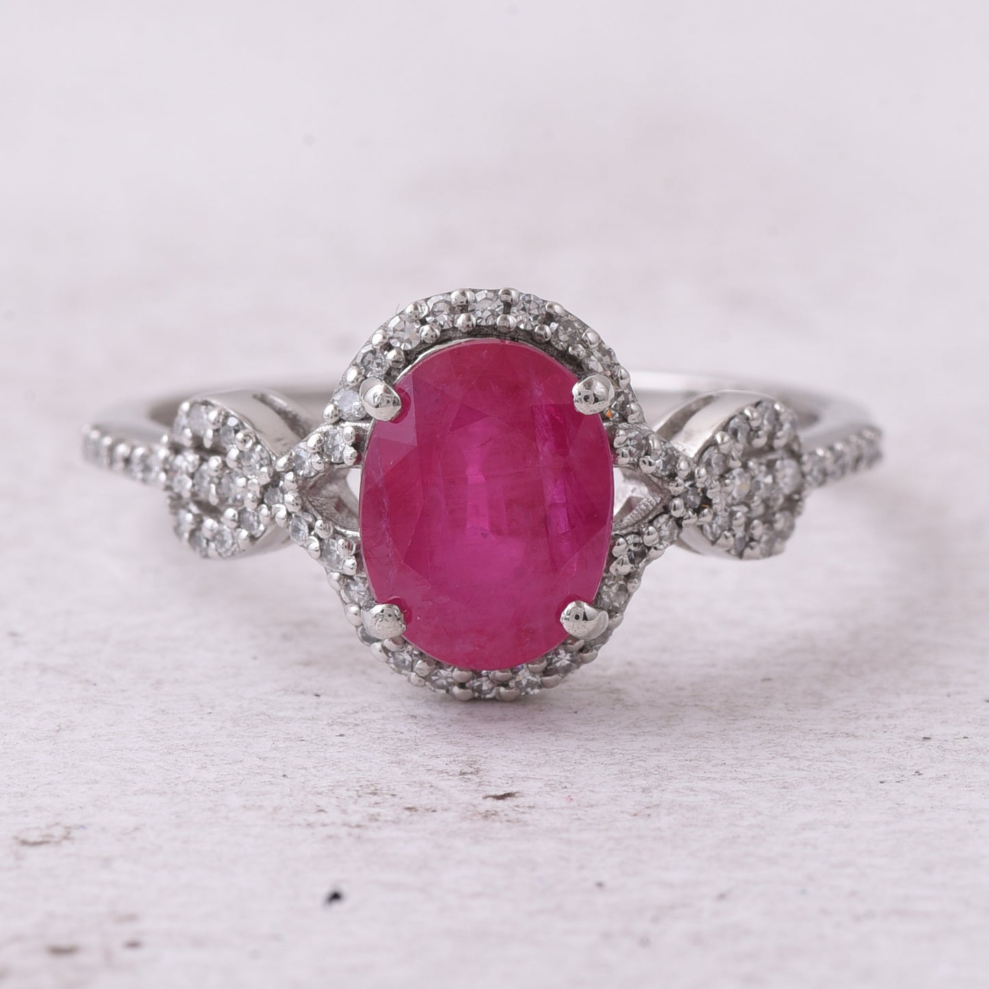 2.06 Ct Oval Mixed Cut Natural Ruby 950 Platinum Ring