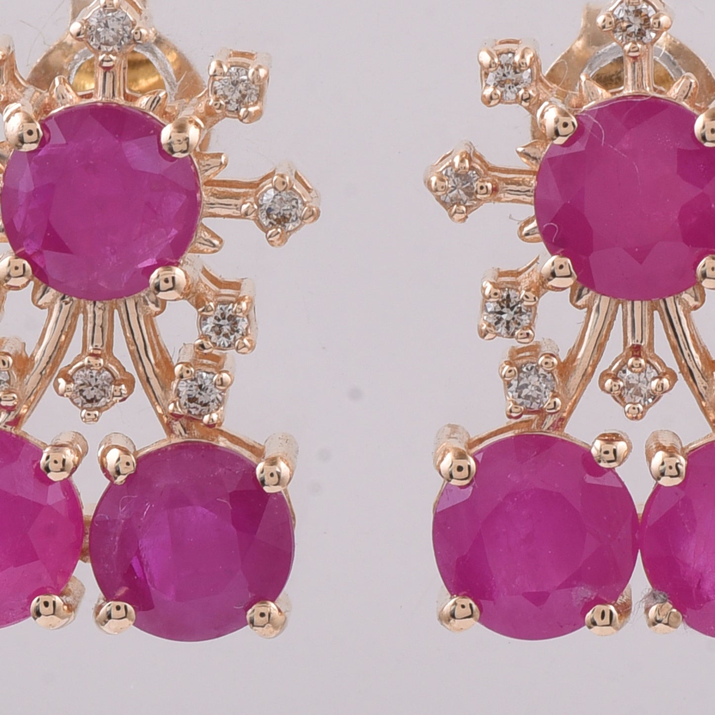 2.98 Ct Round Natural Ruby 14K Gold Earrings