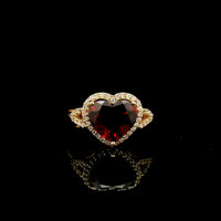2.45 Ct Heart Mixed Cut Natural Garnet 14K Gold Ring