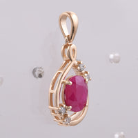 1.72 Ct Oval Natural Ruby 14K Gold Pendant