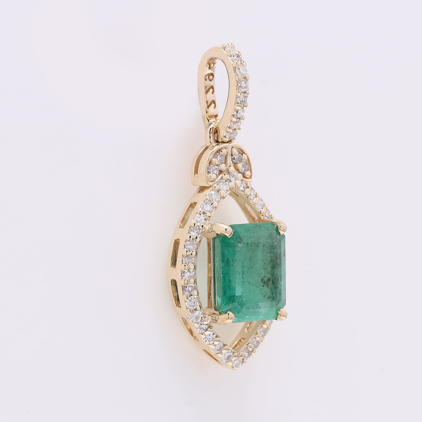 1.24 Ct Octagon Step Cut Natural Emerald 14K Gold Pendant